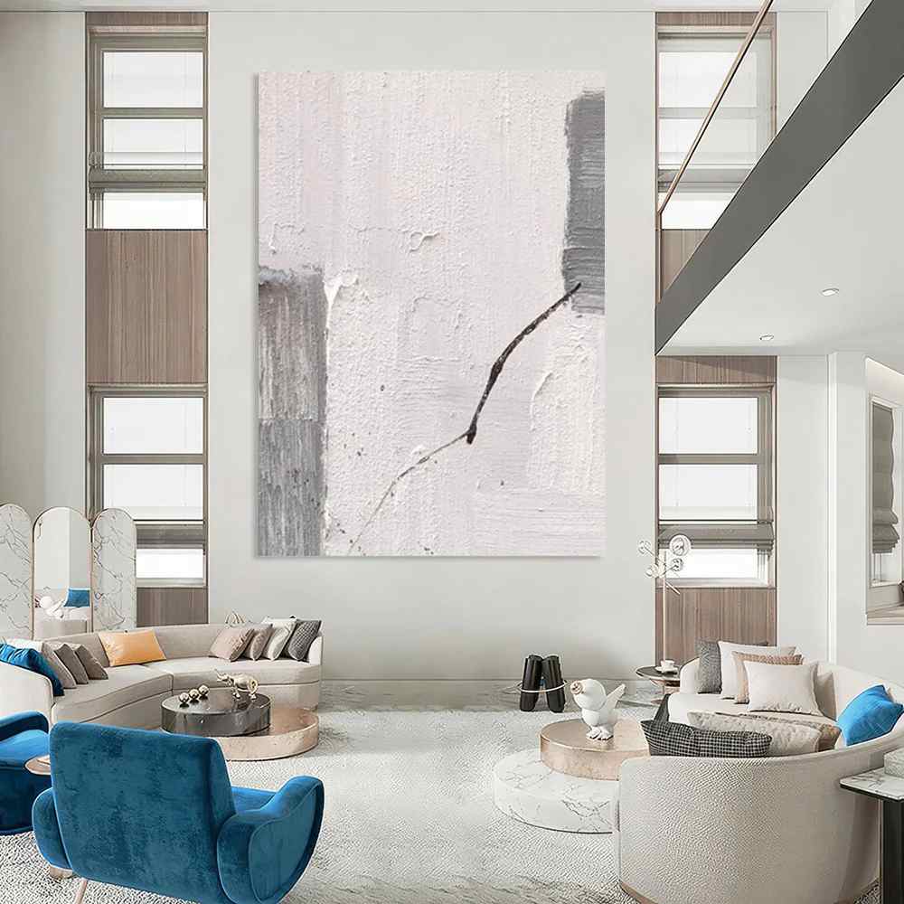 Bold White City - large minimal art for apartment